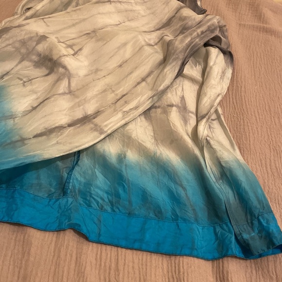 Free People Intimate Silk Elegant Gray and Blue Tie-Dye Maxi Dress. Size XS - Picture 9 of 11